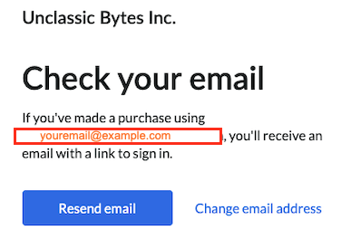 Example paddle customer portal signin link email notice